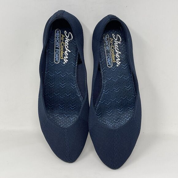 Skechers Cleo Stretch Fit Shoes Womens 8.5 Blue Vegan Ballet Flats Casual Comfy - Picture 11 of 15